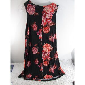 Living Doll Women's Dress Medium Black Floral Sleeveless Scoop Neck Rayon